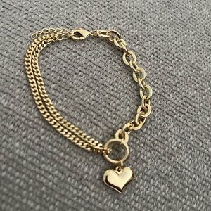 Gold Heart Charm Bracelet